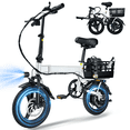 thumbnail image 1 of 14" Folding Electric Bicycles with 350W Peak 500W,35 Miles 20MPH 12Ah Battery ,Ebike for Adults with Basket,UL2849, 1 of 8