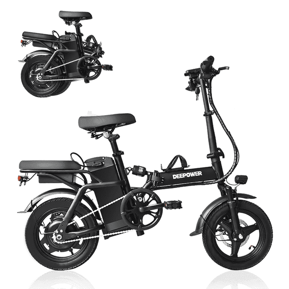 14" Compact Electric Bike, 20 MPH, Dual Disc Brake, Portable and Comfort, Foldable E-Bike for Adults