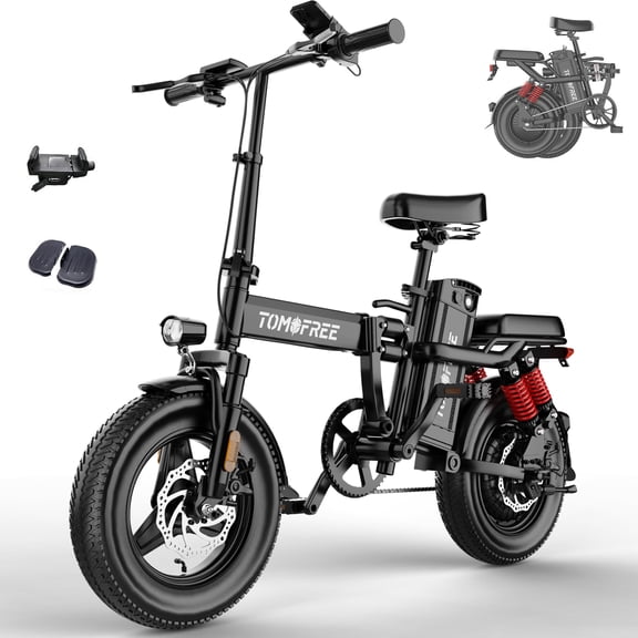 14" Folding Electric Bike for Adult, Peak 750W Max 20MPH 70 Miles Electric Bicycle, 48V 20Ah Removable Battery, E-Bike for Adults Teens, Full Suspension
