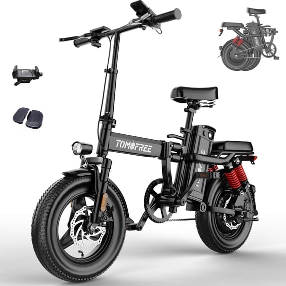 14" Folding Electric Bike for Adult, Peak 750W Max 20MPH 70 Miles Electric Bicycle, 48V 20Ah Removable Battery, PAS Control, E-Bike for Adults Teens, Full Suspension