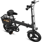 14" Folding Electric Bike for Adults, 500W Peak Motor 432Wh Hidden Anti-Theft Battery, 20MPH 35 Miles, High-Strength Rear Basket, Commuting/Shopping Mini Ebike, UL2849