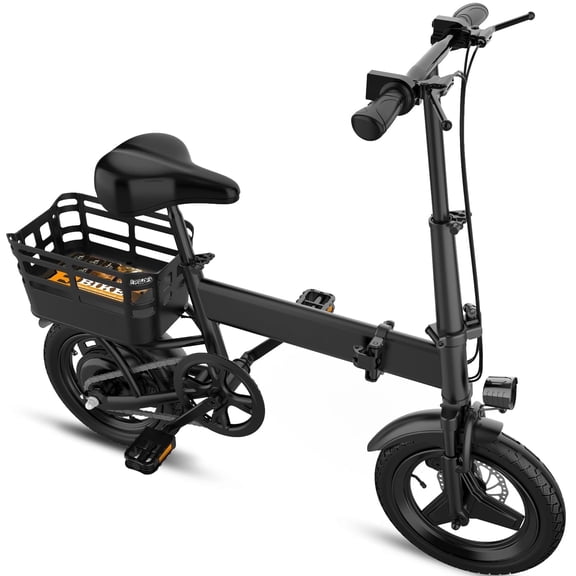 14" Folding Electric Bike for Adults, 500W Peak Motor 432Wh Hidden Anti-Theft Battery, 20MPH 35 Miles, High-Strength Rear Basket, Commuting/Shopping Mini Ebike, UL2849