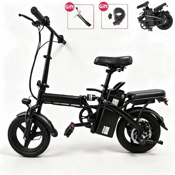 14” Folding Electric Bike, Peak 500W Motor 36V 12Ah Battery, 20 mph, 20+ Miles PAS Range Ebike for Adult and Teen, UL 2849