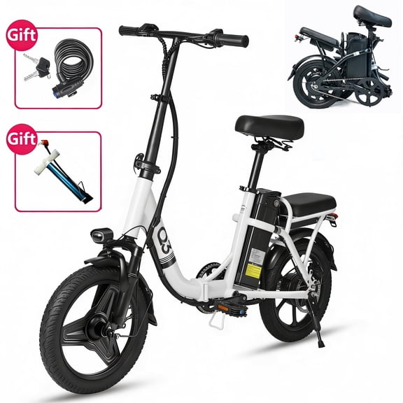 14 Folding Electric Bike, Peak 500W Motor 36V 12Ah Battery, 20 MPH, 20 Miles PAS Range Ebike for Adult and Teen, UL 2849