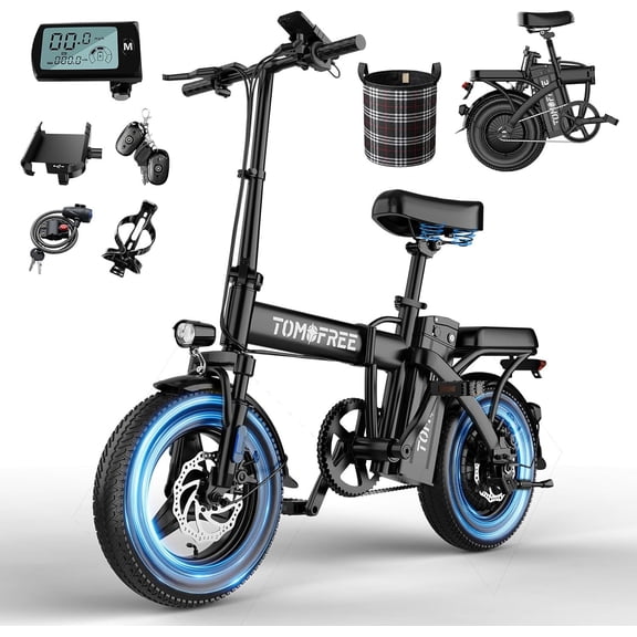 14" Folding Electric Bike for Adult, Peak 750W Max 35 Miles Electric Bicycle, 48V 13Ah Removable Battery, PAS Control, Front Suspension
