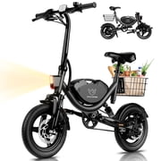 WINDHORSE W3 Electric Bike for Adults, 20 mph 35 Miles Range, 500W Motor 14 Lightweight Powerful Ebike with Basket for Commuter UL 2849