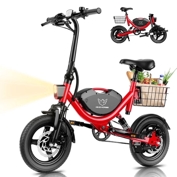Windhorse 14" Folding Electric Bike for Adults, 20 mph, 35 Miles, 715W Peak Motor, 330LBS Capacity with Basket, UL 2849 Certified