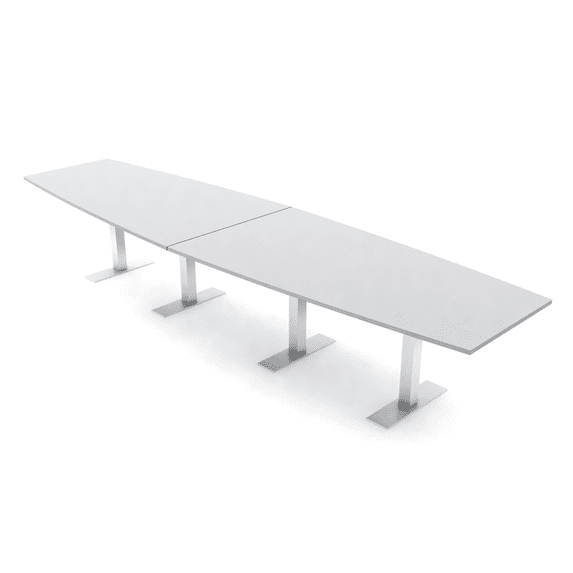 14 Foot Boat Shaped Modular Conference Table Metal T-Bases w/Electric