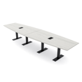 thumbnail image 1 of 14 Foot Boat Shaped Modular Conference Table Metal T-Bases w/Electric, 1 of 7