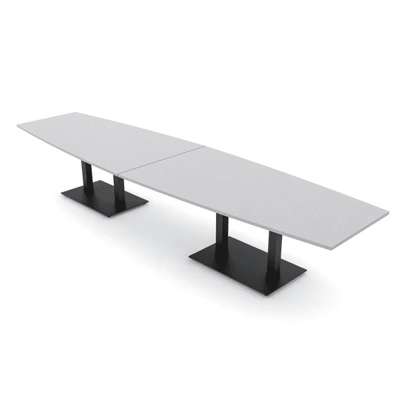 14 Ft Boat Shaped Modular Conference Table Black Bases Electric Units