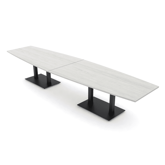 14 Ft Boat Shaped Modular Conference Table Black Bases Electric Units