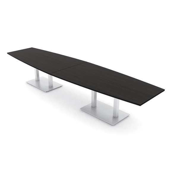14 Ft Boat Shaped Modular Conference Table Metal Bases Electric Units