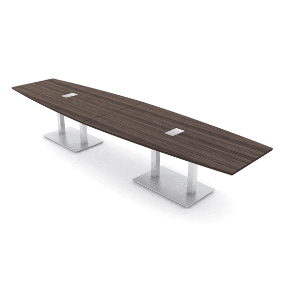 14 Ft Boat Shaped Modular Conference Table Metal Bases Electric Units