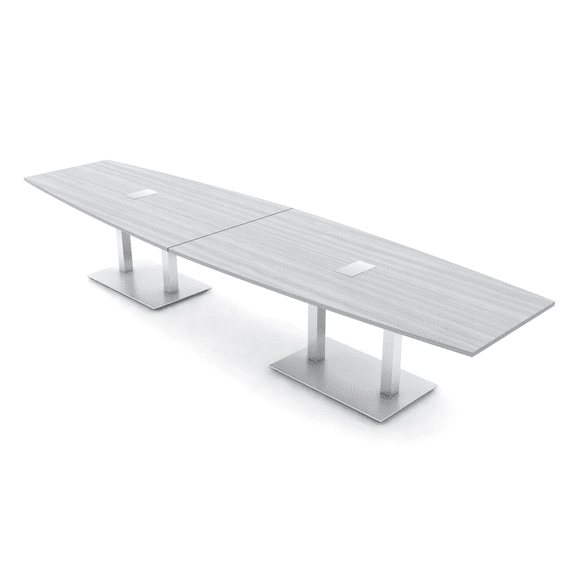 14 Ft Boat Shaped Modular Conference Table Metal Bases Electric Units