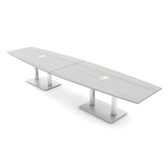 14 Ft Boat Shaped Modular Conference Table Metal Bases Electric Units