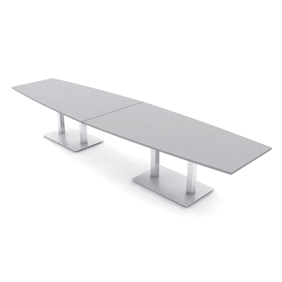 14 Ft Boat Shaped Modular Conference Table Metal Bases Electric Units