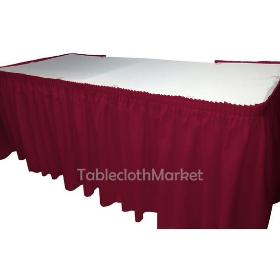 14' Ft. POLYESTER PLEATED TABLE SET SKIRT skirting Trade show 24 colors Catering", (Color: Burgundy)