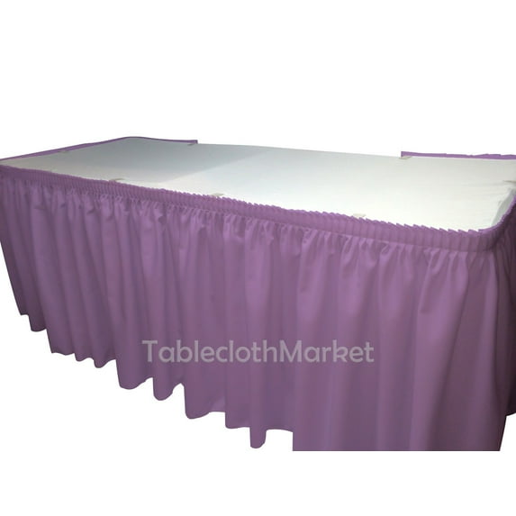 14' Ft. POLYESTER PLEATED TABLE SET SKIRT skirting Trade show 24 colors Catering", (Color: Lavender)