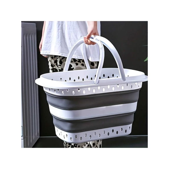14-Gallon Plastic Laundry Basket Collapsible Storage Hamper Tall ...