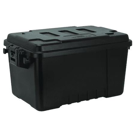 14-Gallon Plastic Utility Storage Trunk with Reinforced Lid, Stackable, Padlock Closure, 24" L x 15" W x 13" H, Black
