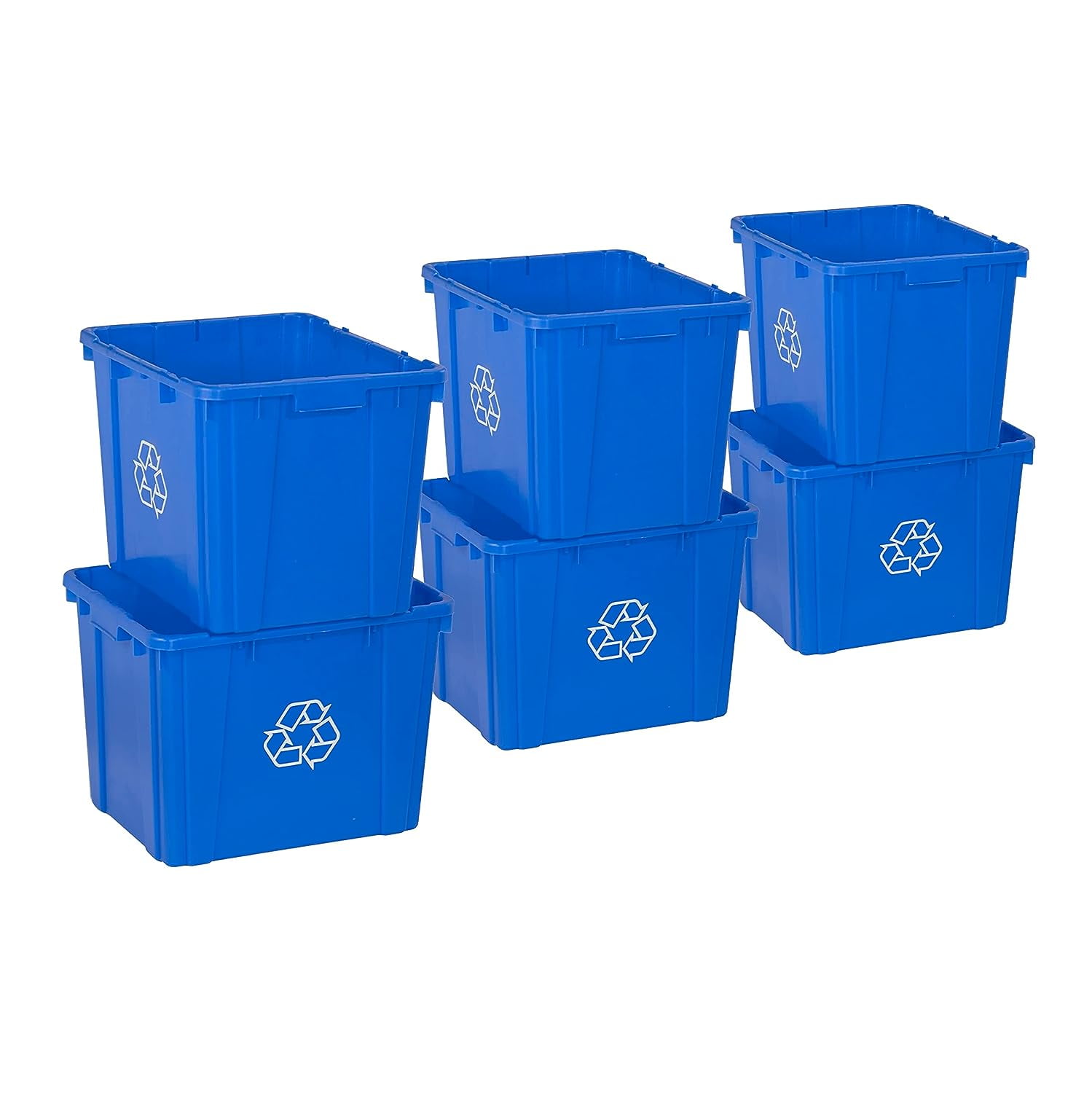 14 Gallon Recycling Bin, Indoor/Outdoor, Stackable (6Pack)