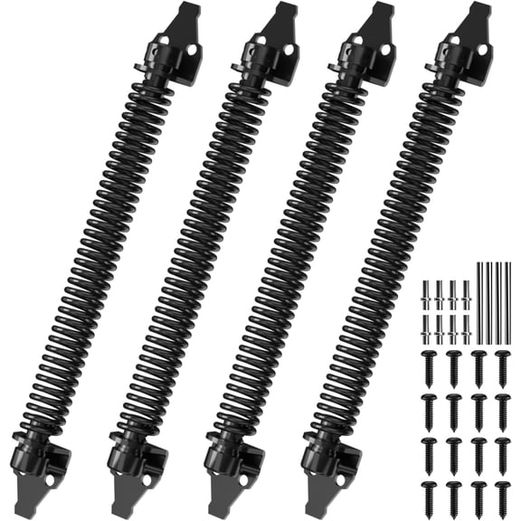 14" Gate Spring Self Closing Heavy Duty Outdoor Door Spring Automatic Gate Closer, Adjustable for Wooden and Vinyl Fence, Black,4 Pack