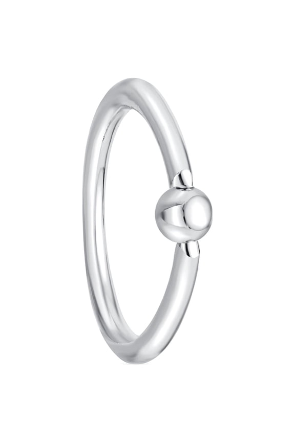 14 Gauge 14K White Gold Captive Bead Universal Hoop Ring, 1/2