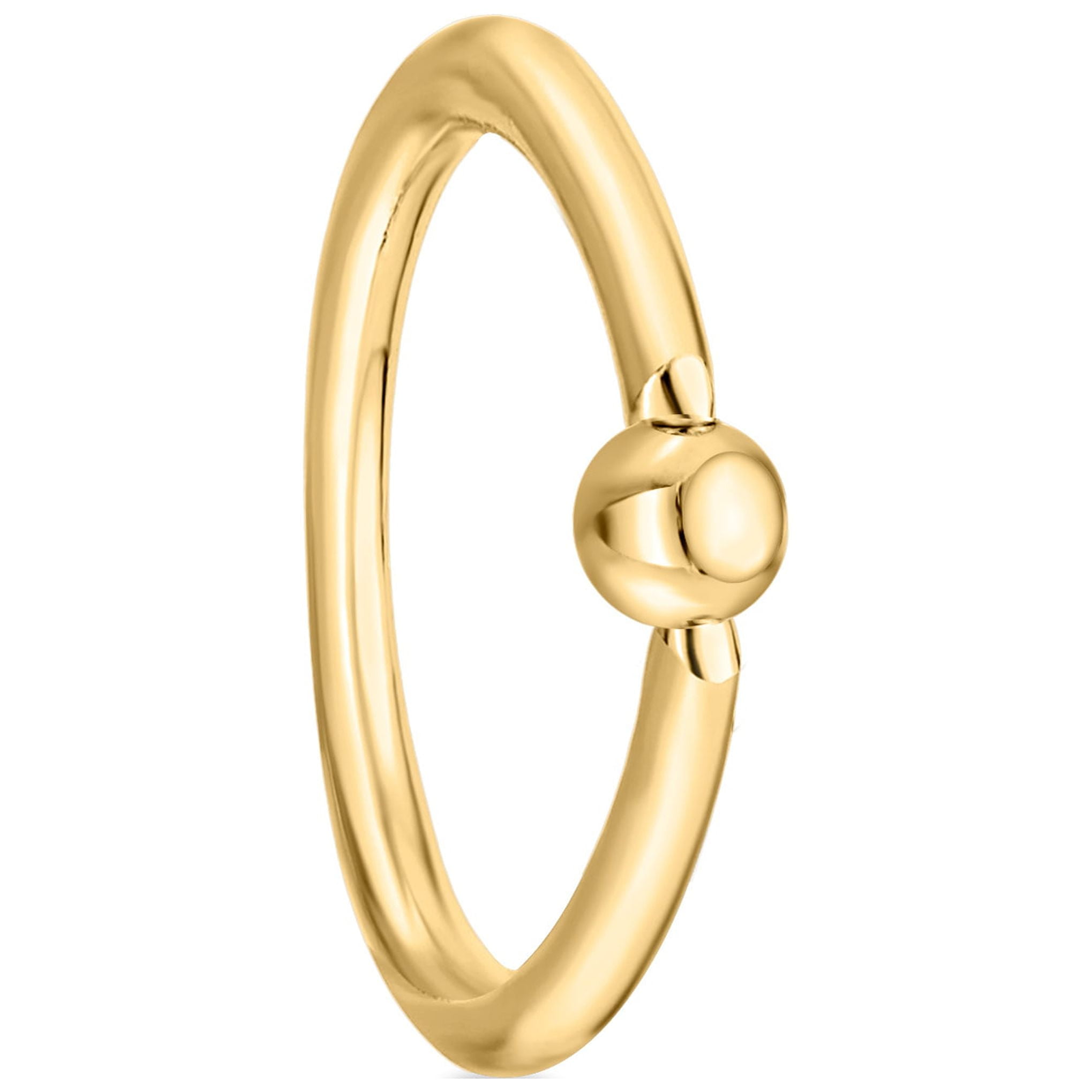 LAVARI JEWELERS 14 Gauge 14K Yellow Gold Captive Bead Universal Hoop Ring, 1/2