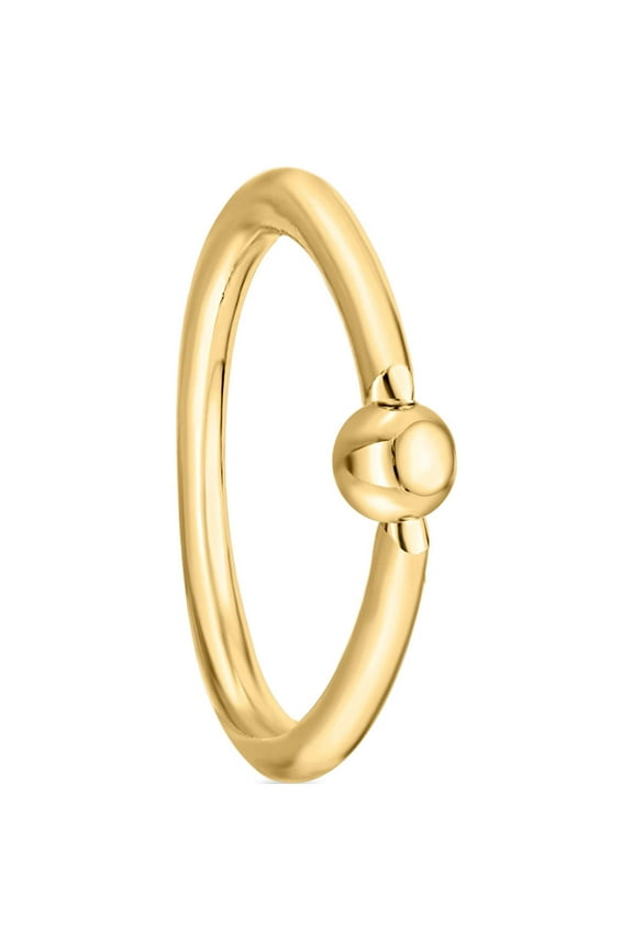 14 Gauge 14K Yellow Gold Captive Bead Universal Hoop Ring, 1/2