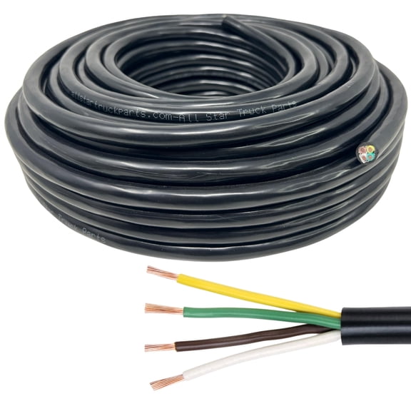 All Star Truck Parts 14 Gauge 4 Way CCA Conductor Wire RV Trailer Cable Copper Clad Aluminum 50FT