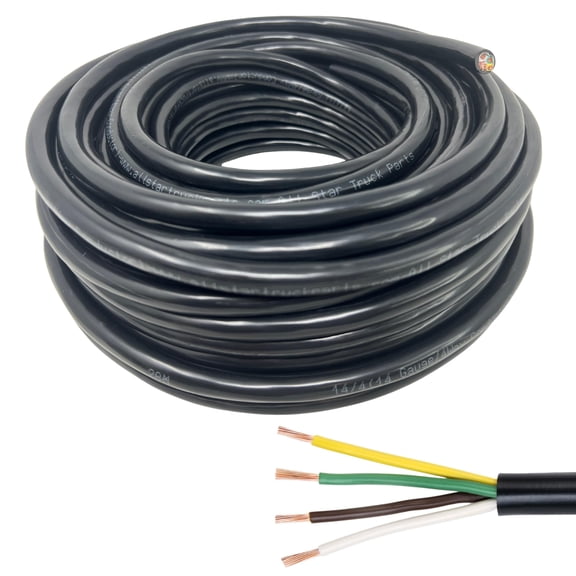 14 Gauge 4 Way Conductor Wire RV Trailer Cable Cord 100% Copper Insulated 50FT