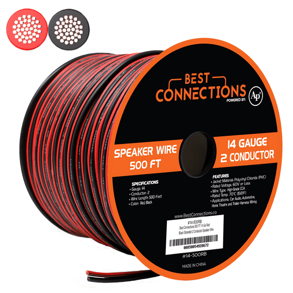 14 Gauge 500' Audiopipe Red Black Stereo Speaker Cable Zip Cord Copper Clad Wire
