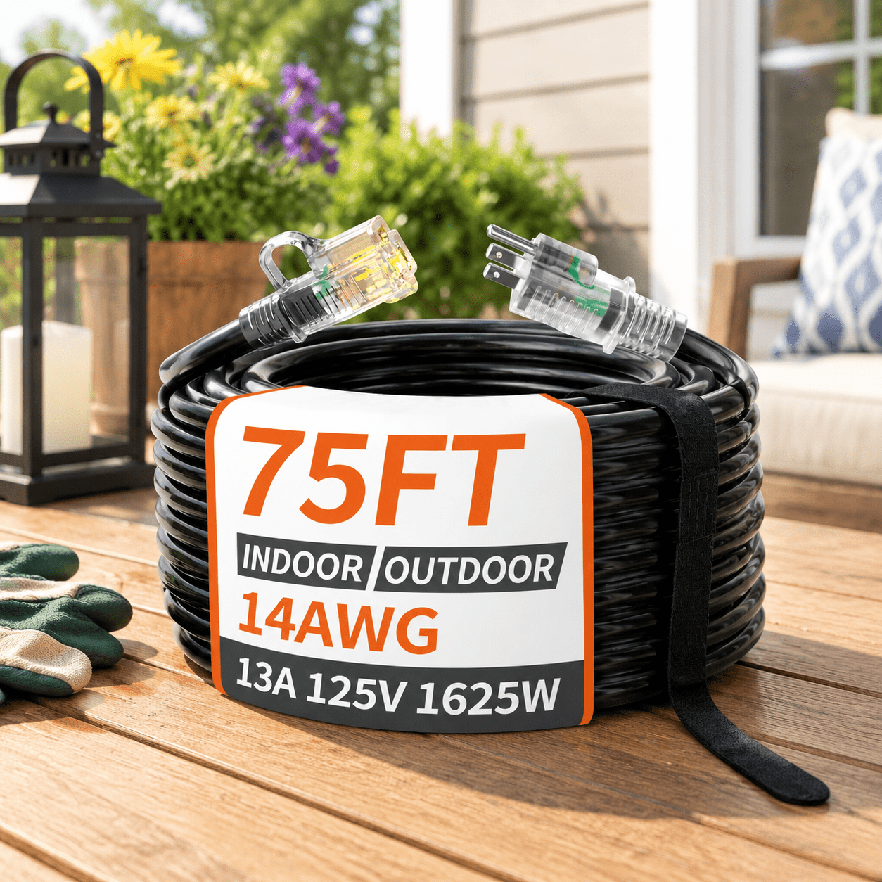 Slippers Heavy 14 Gauge 75 Ft Extension Cord Outdoor Heavy Duty - Walmart.com