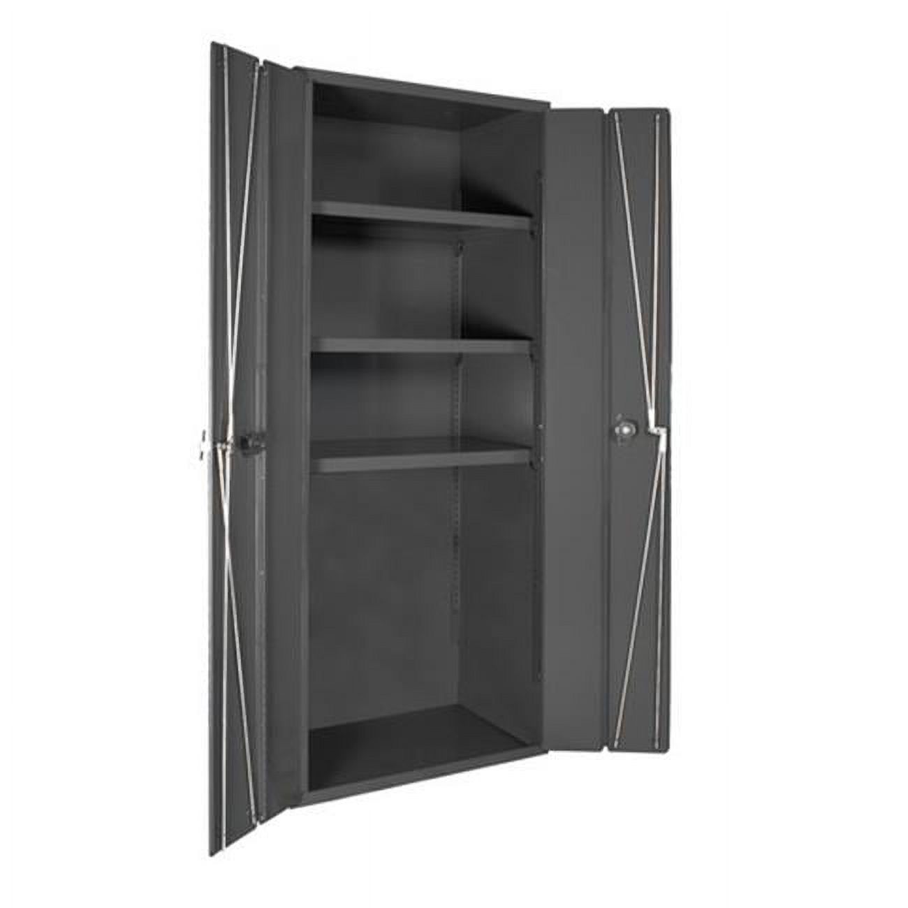 14 Gauge Bi Fold Door Style Lockable Shelf Cabinet with 3 Adjustable ...