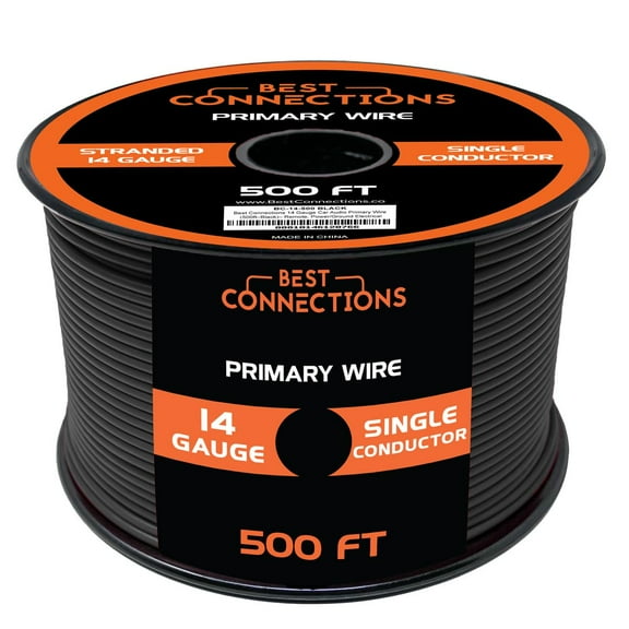BEST CONNECTIONS 14 Gauge Automotive Primary Wire - 500ft | Power/Ground Electrical Wiring