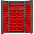 thumbnail image 1 of 14 Gauge Deep Door Style Lockable Bin Cabinet with 132 Red Hook on Bins, Gray - 36 x 24 x 72 in., 1 of 1