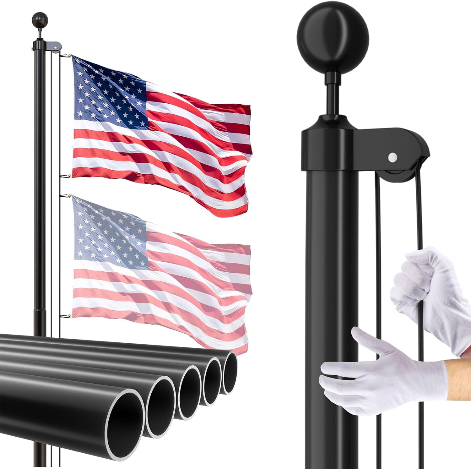 14 Gauge Flag Pole for Outside In Ground - 25 FT Heavy Duty Flagpole ...