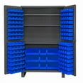 thumbnail image 1 of 14 Gauge Flush Door Style Lockable Cabinet with 137 Blue Hook on Bins & 3 Adjustable Shelves, Gray - 48 in., 1 of 1