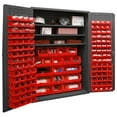 thumbnail image 1 of 14 Gauge Flush Door Style Lockable Cabinet with 138 Red Hook on Bins & 3 Adjustable Shelves, Gray - 48 in., 1 of 1