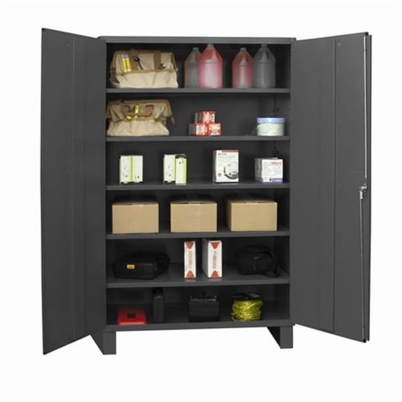 14 Gauge Flush Door Style Lockable Storage Cabinet with 4 Adjustable Shelves - Gray - 48 in.