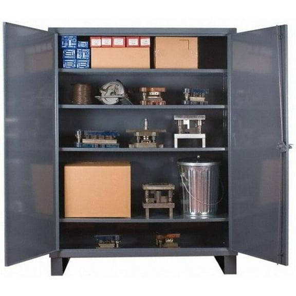 14 Gauge Flush Door Style Lockable Storage Cabinet with 4 Shelves - Gray - 60 in.