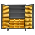 thumbnail image 1 of 14 Gauge Flush Style Lockable Double Door Storage Cabinet with 185 Yellow Hook on Bins & 3 Adjustable Shelves, Gray - 60 in., 1 of 1