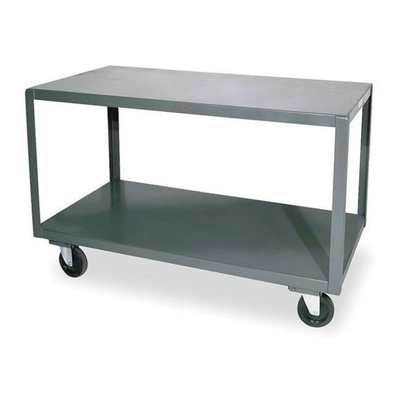 14 Gauge High Mobile Portable Table Truck with 3 Shelves, Gray - 60 x 30 x 30.25 in.