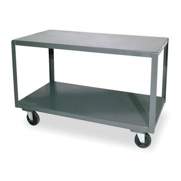 14 Gauge High Mobile Portable Table Truck with 3 Shelves, Gray - 60 x 30 x 30.25 in.