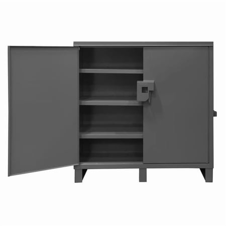 14 Gauge Lockable Job Site & Table High Cabinet with 3 Fixed Shelves, gray - 60 in.