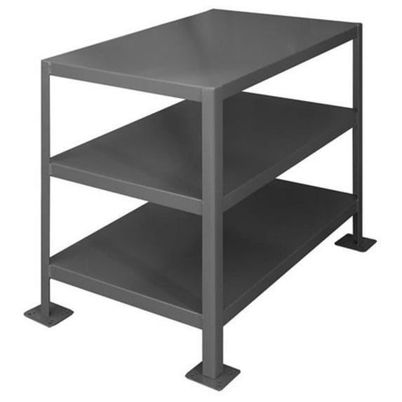 14 Gauge Medium Duty Machine Tables with 3 Shelves, Gray - 36 x 18 x 30 in.