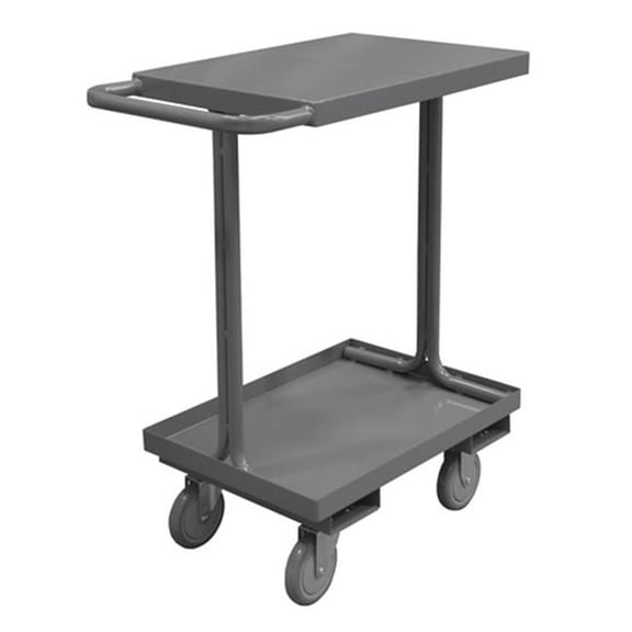 14 Gauge Open Access Cart with 2 Shelves & Tubular Push Handled, Gray - 18 x 29.75 x 36 in.