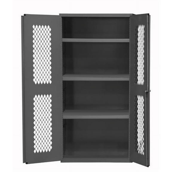 14 Gauge Recessed Door Style Lockable Ventilated Clearview Cabinet with 2 Adjustable Shelves - Gray - 36 in.