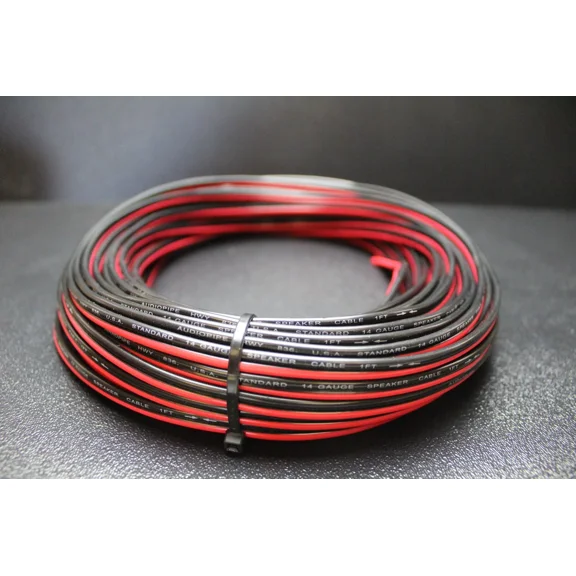 14 Gauge Red Black Speaker Wire 25 Ft Awg Cable Power Ground Stranded Copper