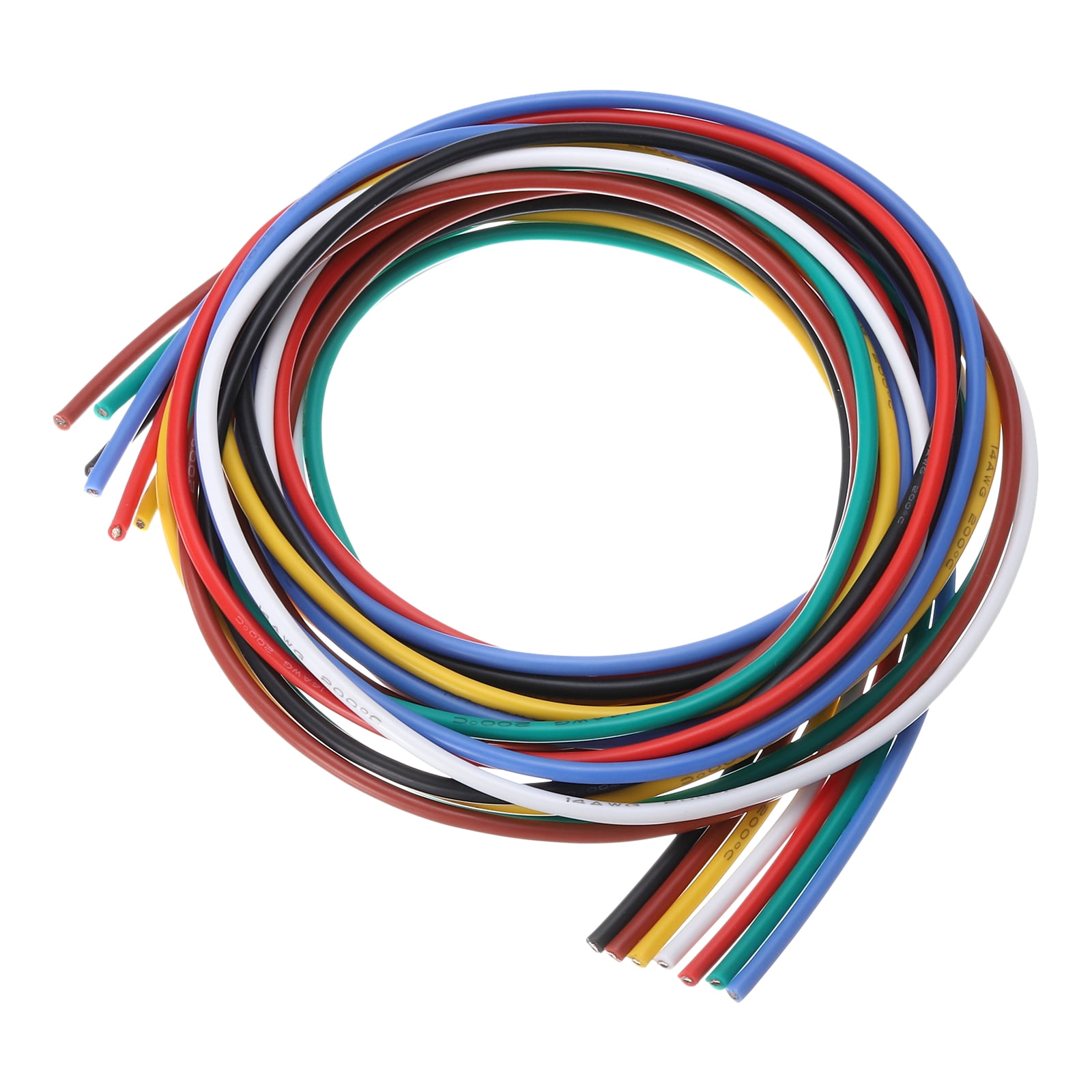 14 Gauge Silicone Wire 14AWG Stranded Wire Tinned Copper Wire High Temp Wire 7 Color 1.5m/4.92ft 7pcs